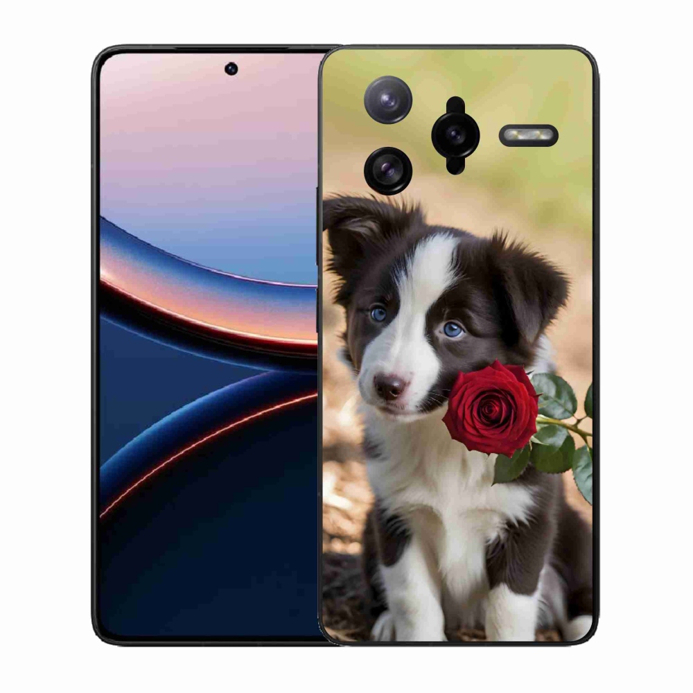 Gelový kryt mmCase na Xiaomi Poco F7 Ultra - roztomilá border kolie s růží