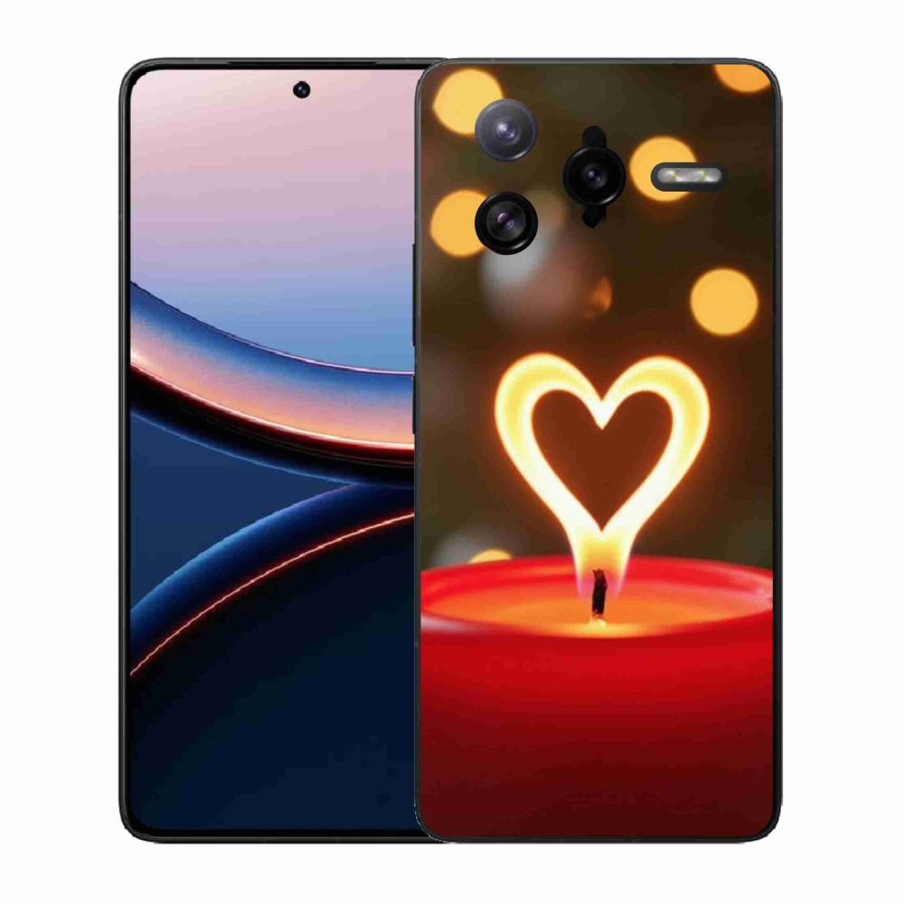 Gelový kryt mmCase na Xiaomi Poco F7 Ultra - srdce z plamene