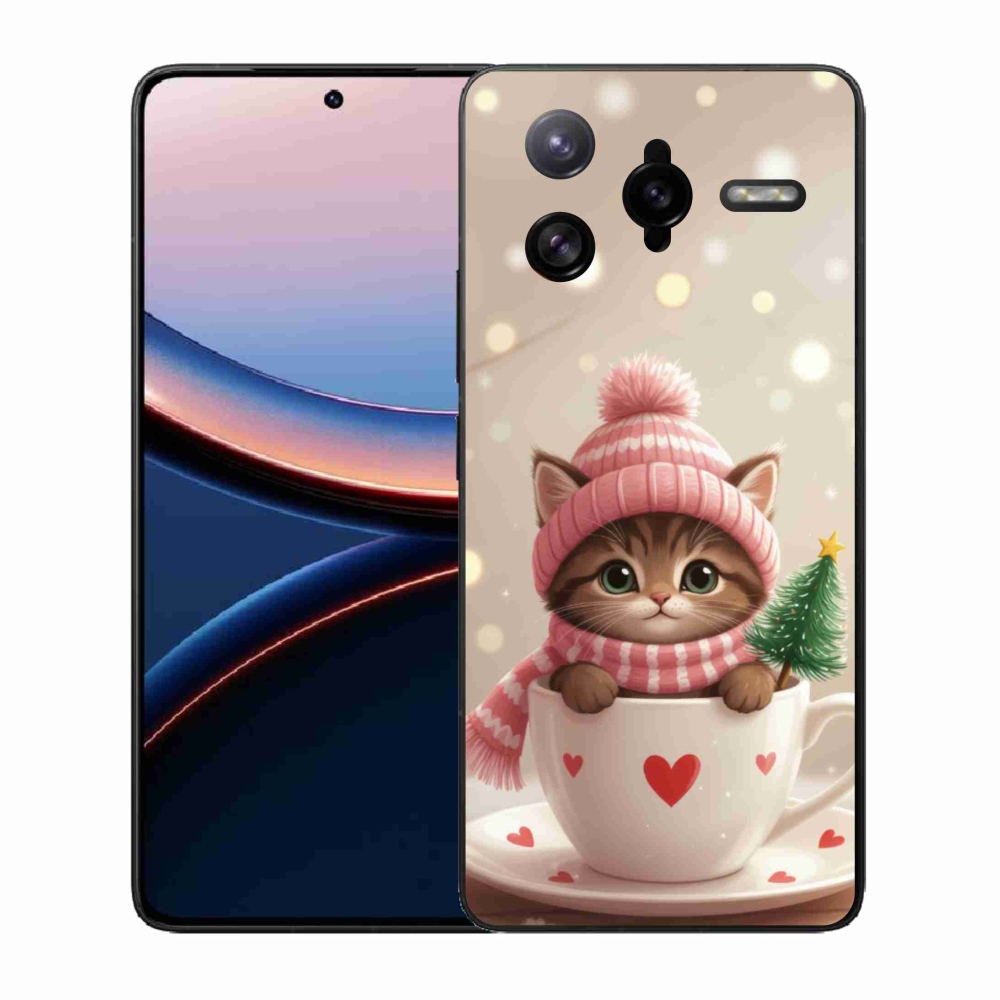 Gelový kryt mmCase na Xiaomi Poco F7 Ultra - vánoční kotě v hrnku