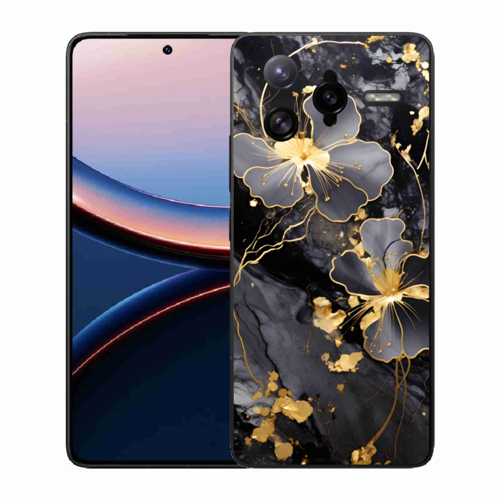 Gelový kryt mmCase na Xiaomi Poco F7 Ultra - zlaté květy