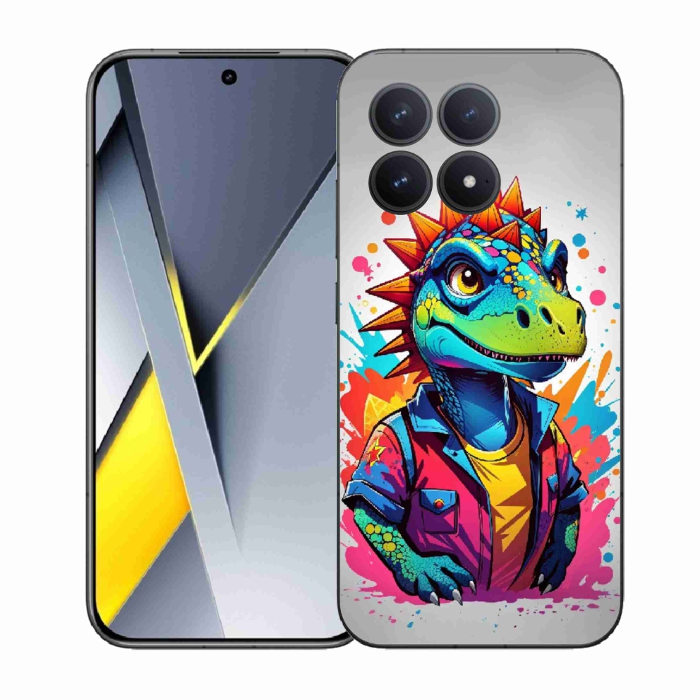 Gelový kryt mmCase na Xiaomi Poco F8 Pro - barevný dinosaurus