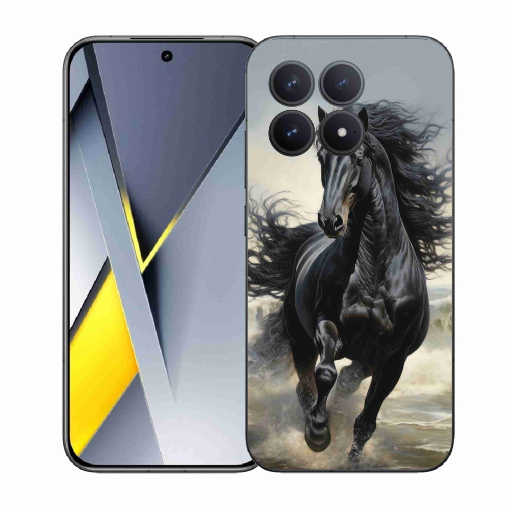 Gelový kryt mmCase na Xiaomi Poco F8 Pro - běžící černý kůň