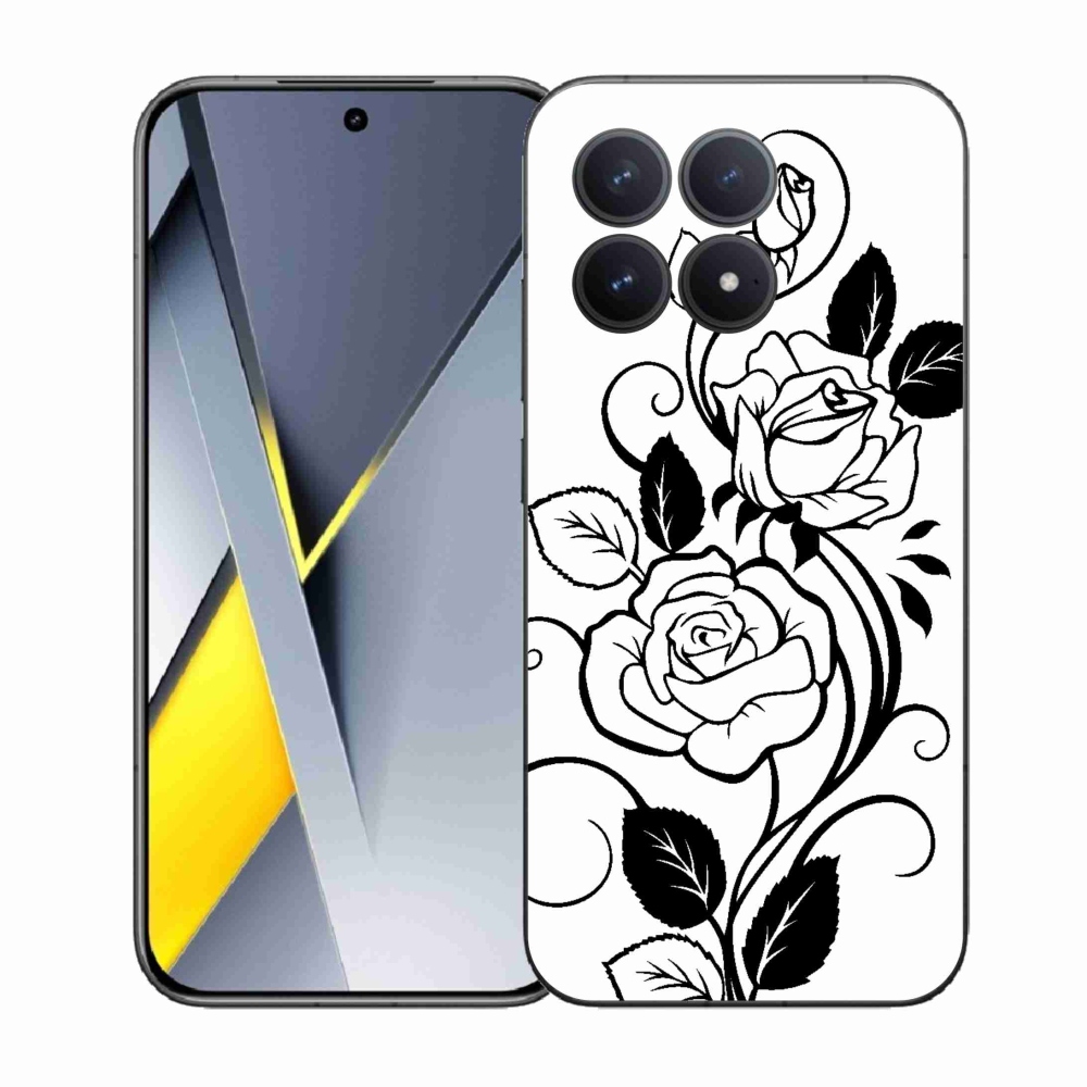 Gelový kryt mmCase na Xiaomi Poco F8 Pro - černobílá růže