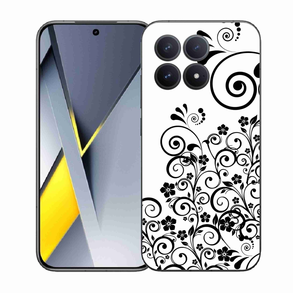 Gelový kryt mmCase na Xiaomi Poco F8 Pro - černobílé květinové vzory