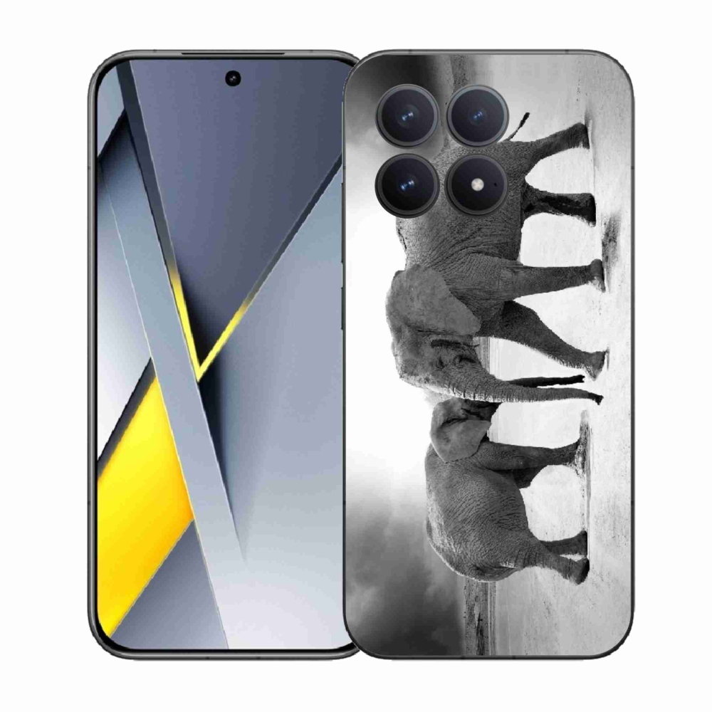 Gelový kryt mmCase na Xiaomi Poco F8 Pro - černobílí sloni
