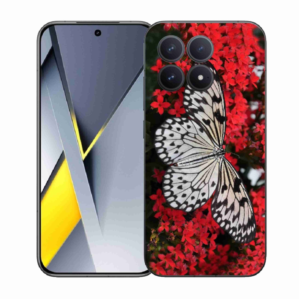 Gelový kryt mmCase na Xiaomi Poco F8 Pro - černobílý motýl 1