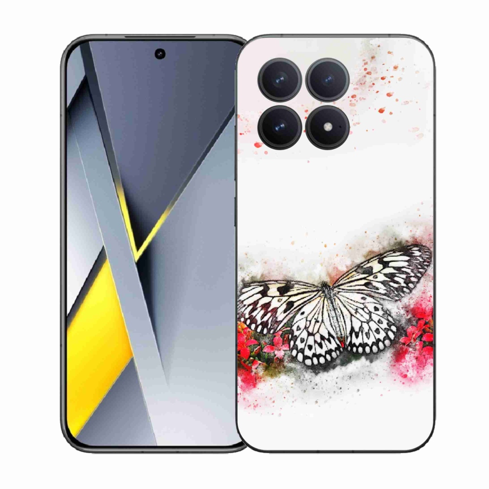 Gelový kryt mmCase na Xiaomi Poco F8 Pro - černobílý motýl