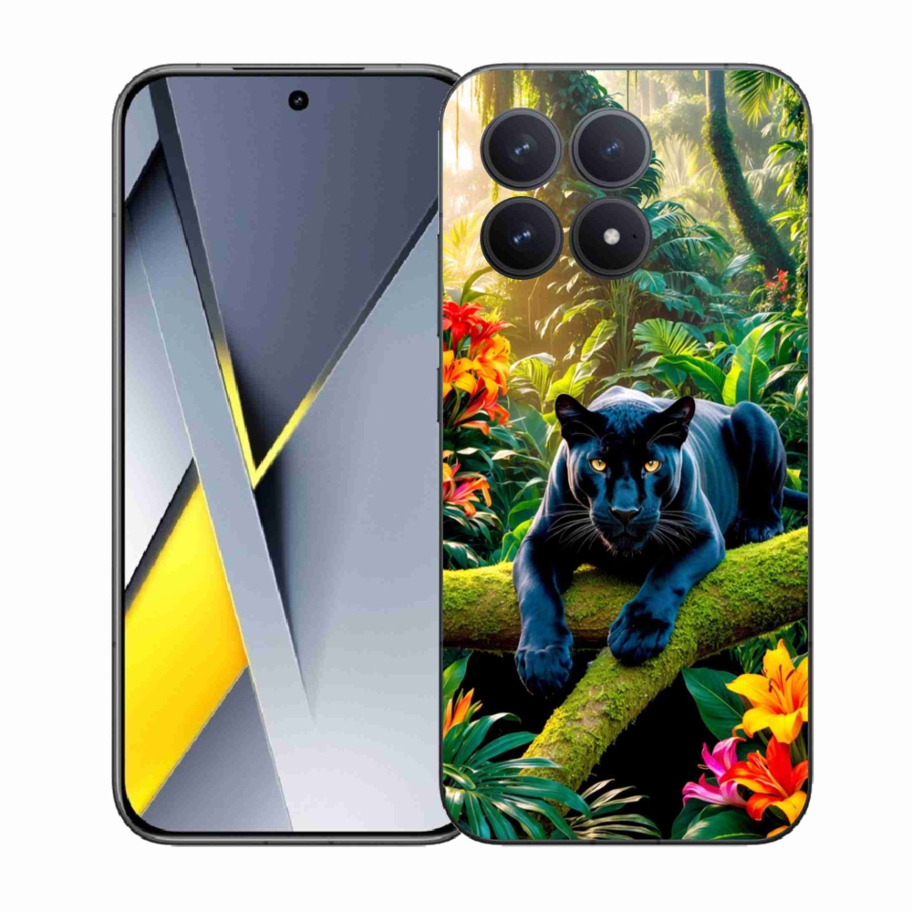 Gelový kryt mmCase na Xiaomi Poco F8 Pro - černý panter v džungli