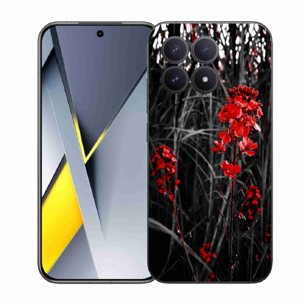 Gelový kryt mmCase na Xiaomi Poco F8 Pro - červená rostlina