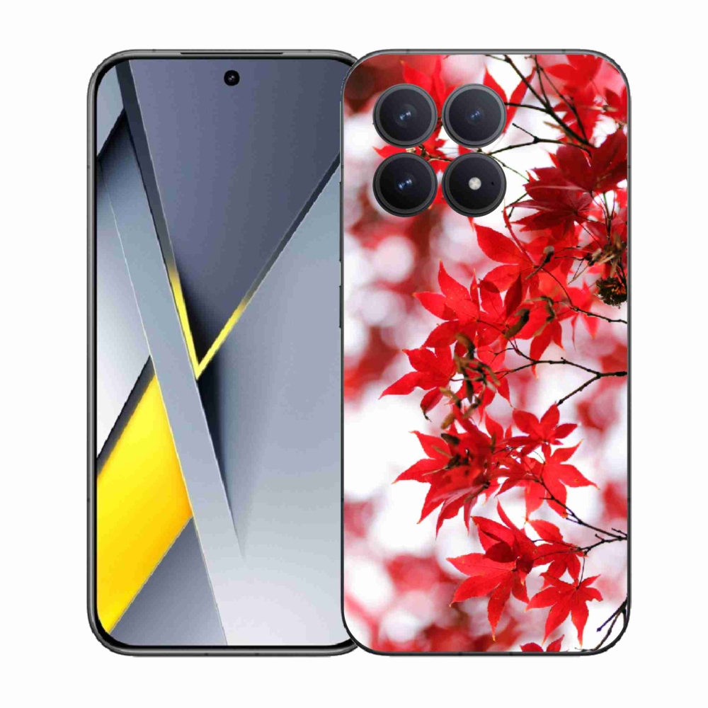 Gelový kryt mmCase na Xiaomi Poco F8 Pro - červené listy