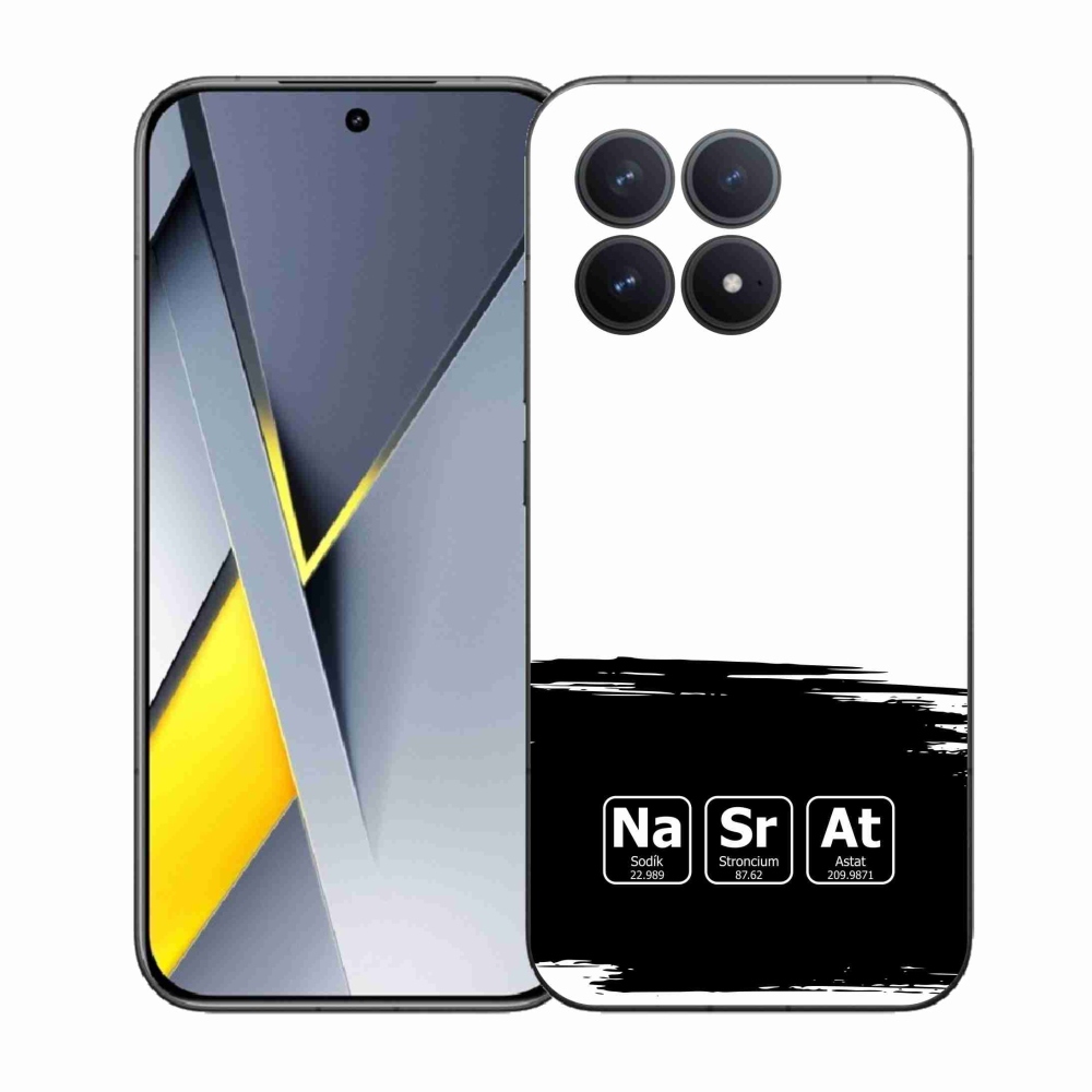 Gelový kryt mmCase na Xiaomi Poco F8 Pro - chemické prvky černobílé pozadí