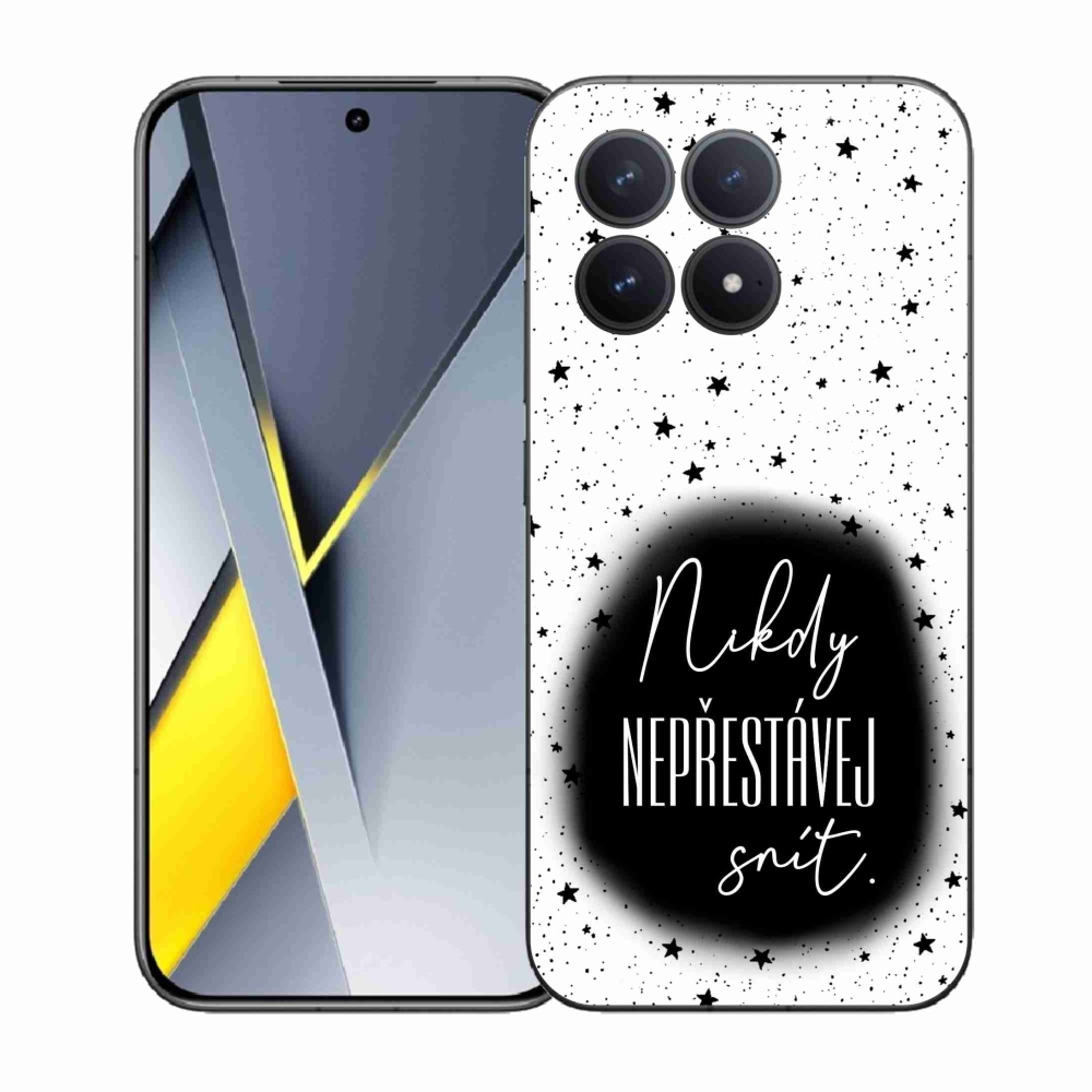 Gelový kryt mmCase na Xiaomi Poco F8 Pro - citát 1 černobílé pozadí