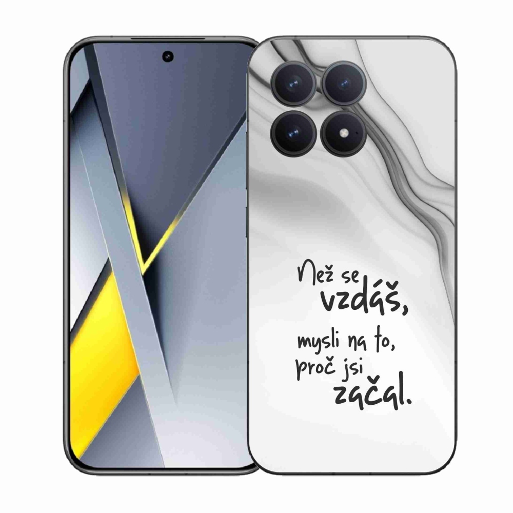Gelový kryt mmCase na Xiaomi Poco F8 Pro - citát 2 bílé pozadí