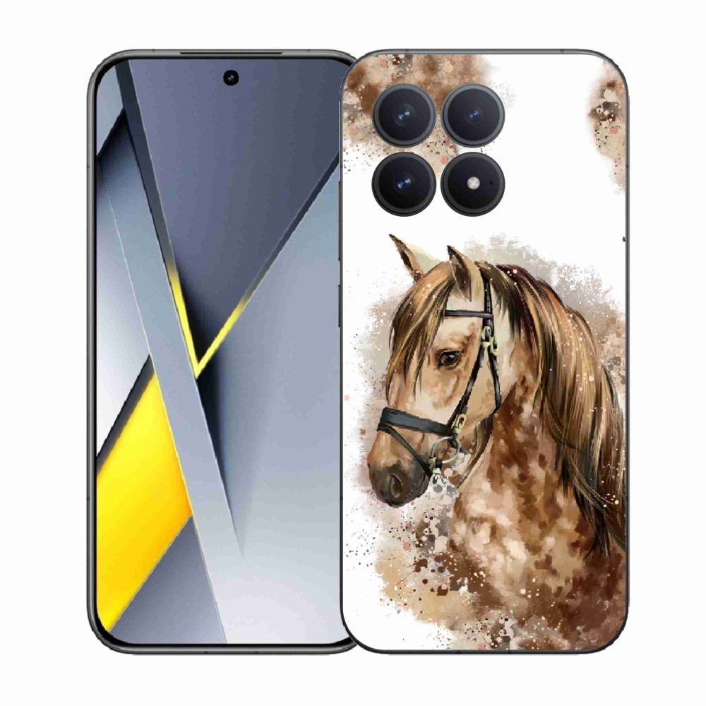 Gelový kryt mmCase na Xiaomi Poco F8 Pro - hnědý kreslený kůň
