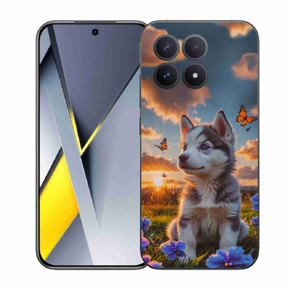 Gelový kryt mmCase na Xiaomi Poco F8 Pro - husky při západu slunce