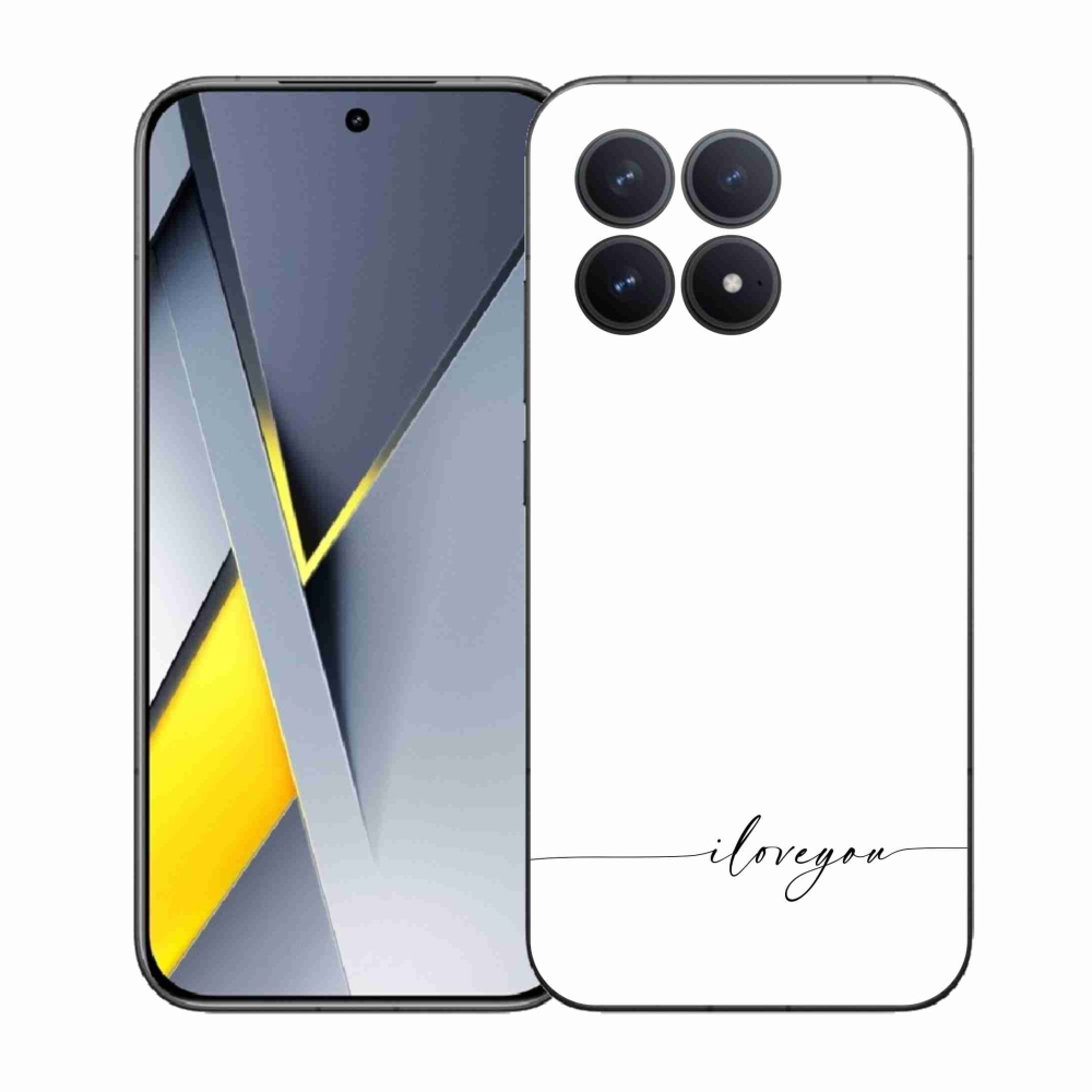 Gelový kryt mmCase na Xiaomi Poco F8 Pro - I love you bílé pozadí
