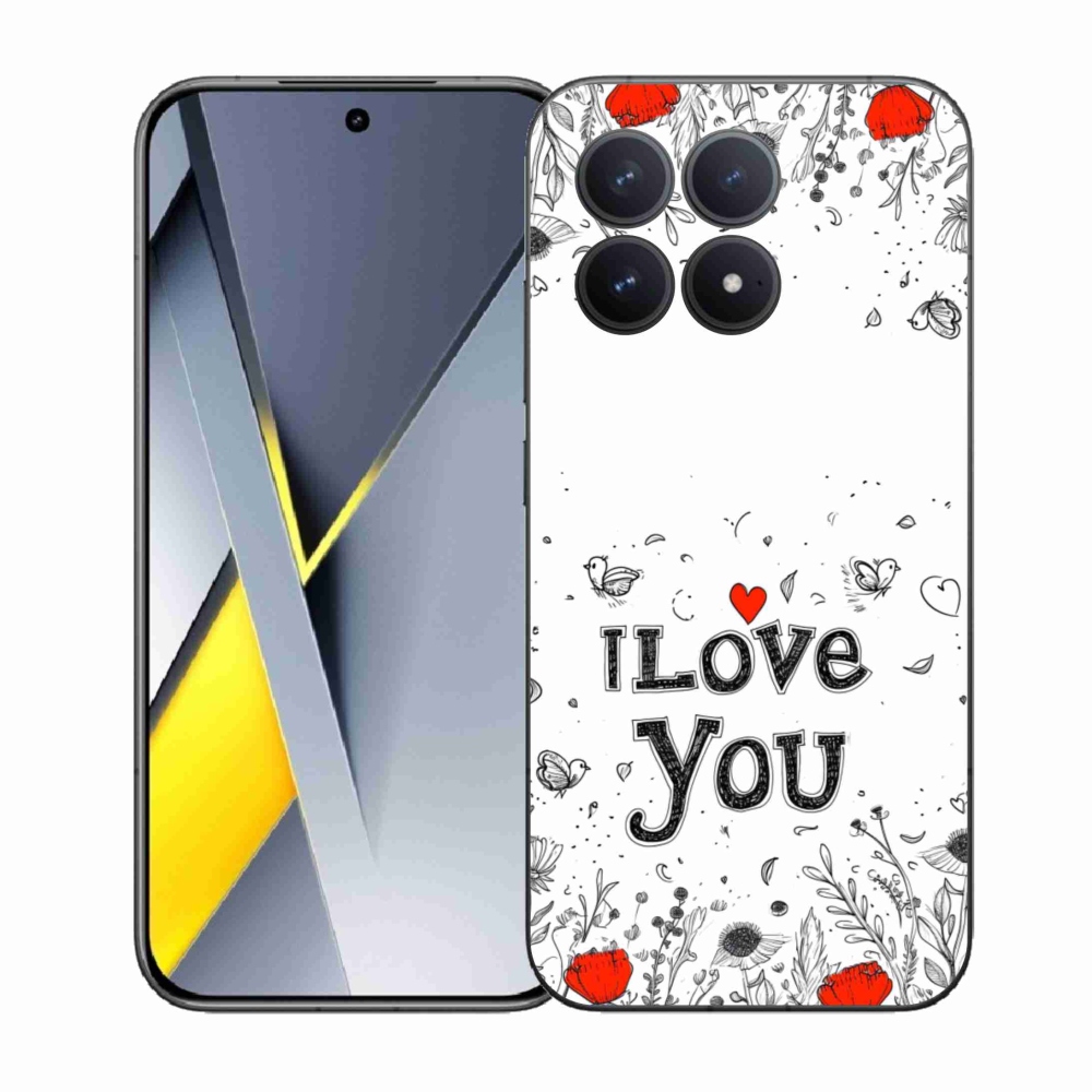 Gelový kryt mmCase na Xiaomi Poco F8 Pro - I love you bílé pozadí