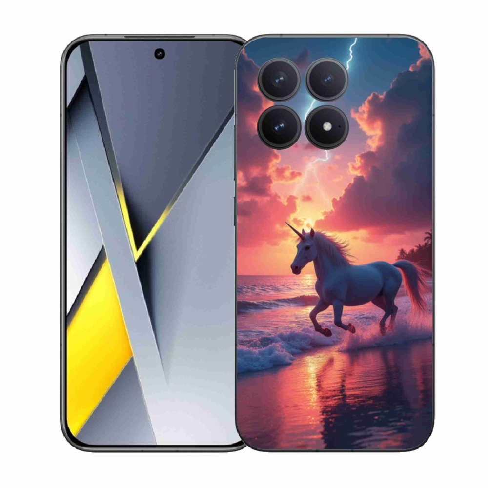 Gelový kryt mmCase na Xiaomi Poco F8 Pro - jednorožec na pláži