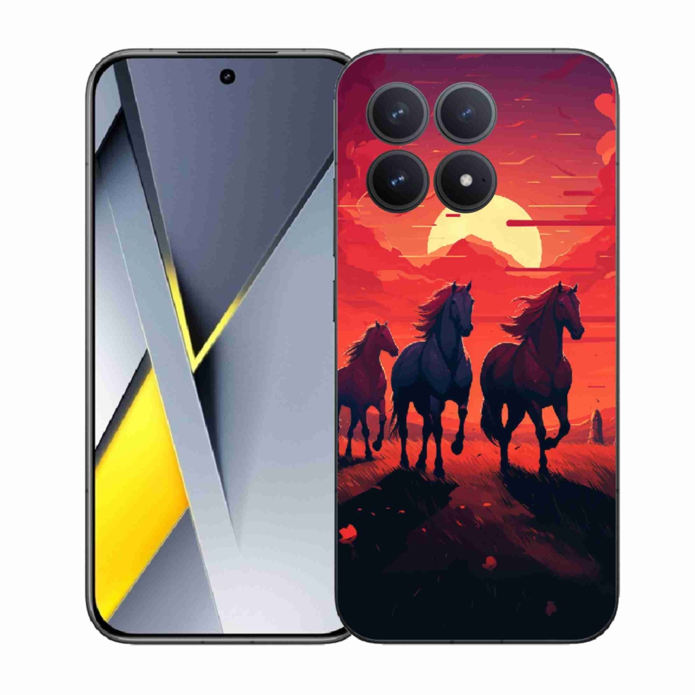 Gelový kryt mmCase na Xiaomi Poco F8 Pro - koně a západ slunce