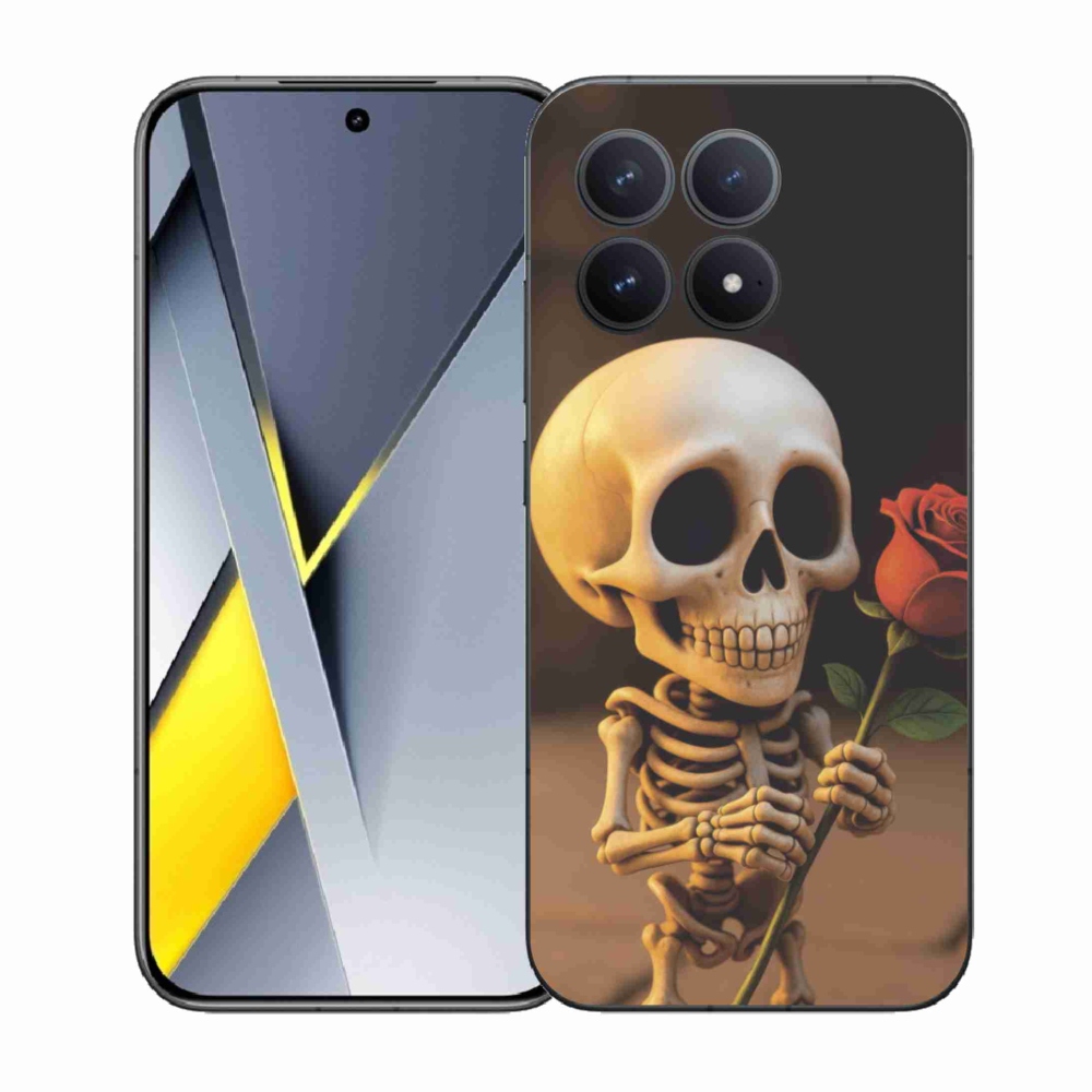 Gelový kryt mmCase na Xiaomi Poco F8 Pro - kostlivec s růží