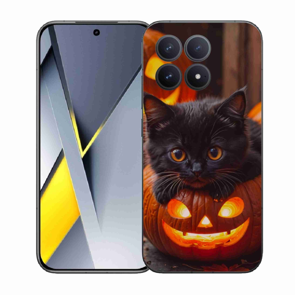 Gelový kryt mmCase na Xiaomi Poco F8 Pro - kotě a dýně