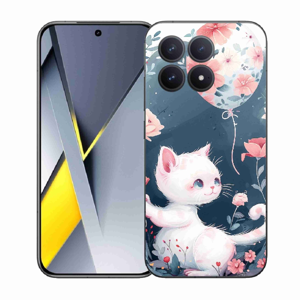 Gelový kryt mmCase na Xiaomi Poco F8 Pro - kotě s balónkem