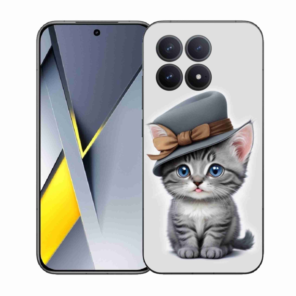 Gelový kryt mmCase na Xiaomi Poco F8 Pro - kotě s kloboukem
