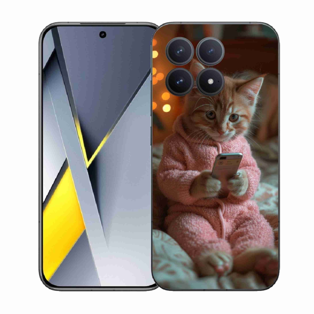 Gelový kryt mmCase na Xiaomi Poco F8 Pro - kotě s mobilem