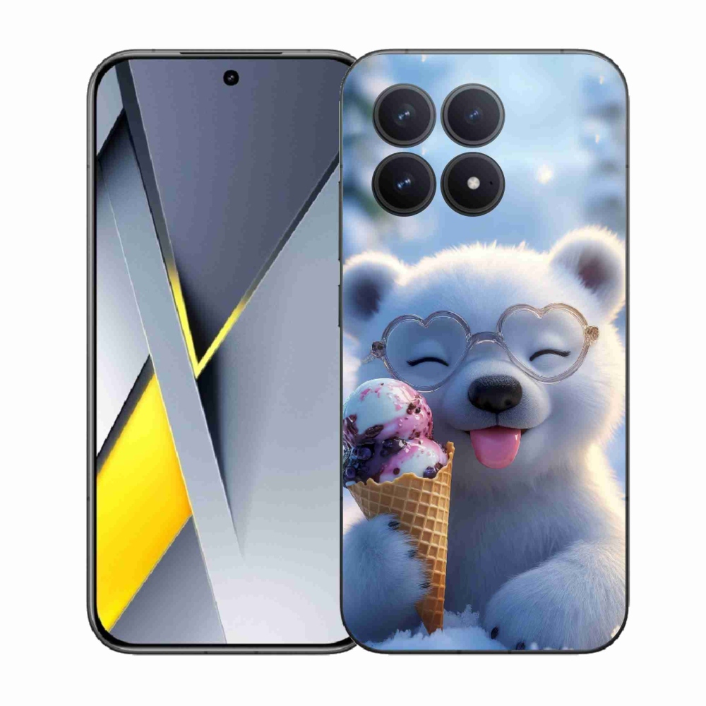 Gelový kryt mmCase na Xiaomi Poco F8 Pro - medvídek se zmrzlinou