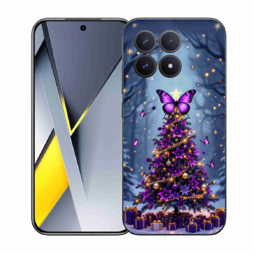 Gelový kryt mmCase na Xiaomi Poco F8 Pro - motýlí vánoční stromek