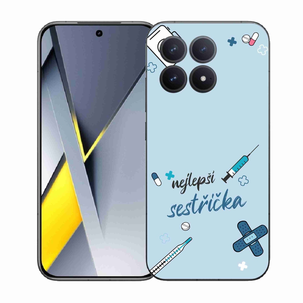 Gelový kryt mmCase na Xiaomi Poco F8 Pro - nejlepší sestřička modré pozadí