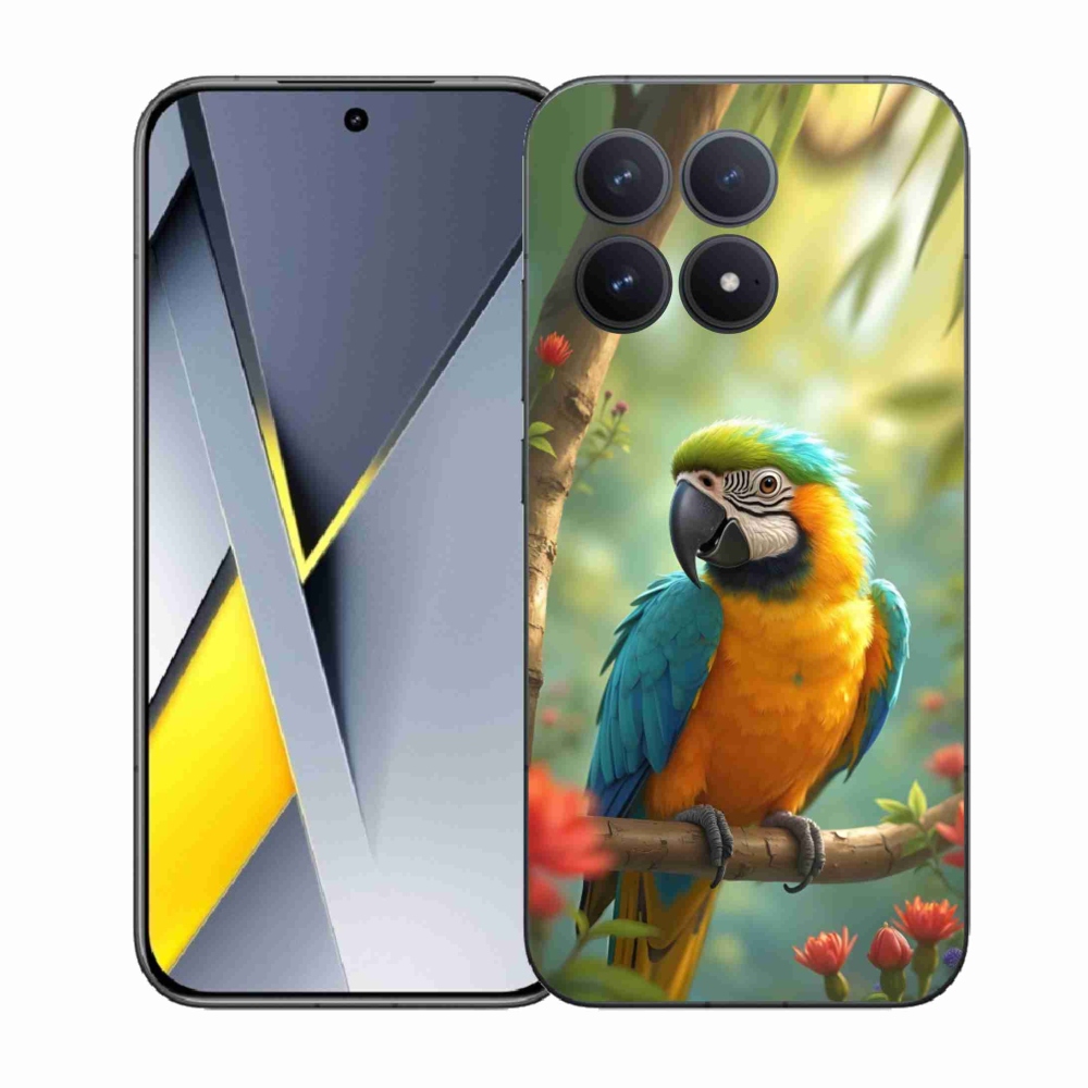 Gelový kryt mmCase na Xiaomi Poco F8 Pro - papoušek ara modrožlutá
