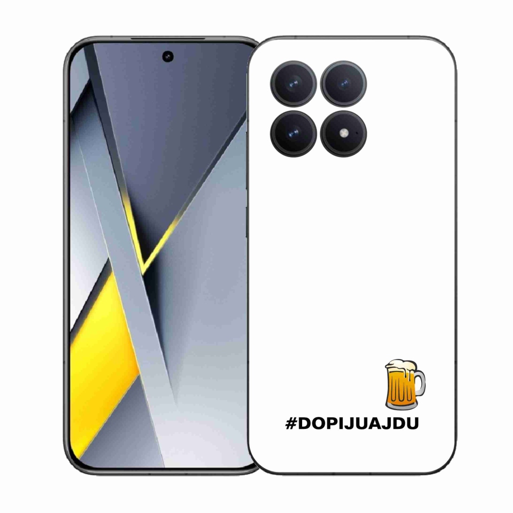 Gelový kryt mmCase na Xiaomi Poco F8 Pro - pivní motiv 1 bílé pozadí