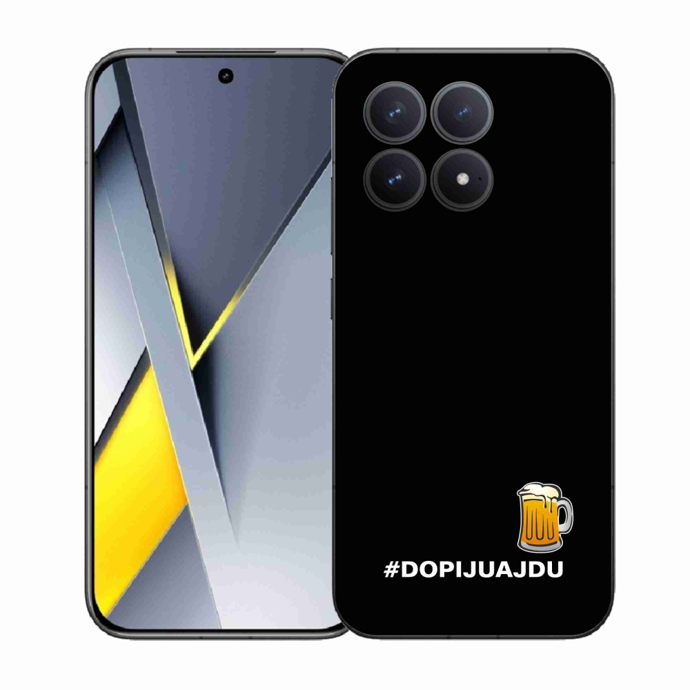 Gelový kryt mmCase na Xiaomi Poco F8 Pro - pivní motiv 1 černé pozadí