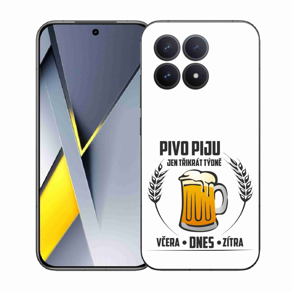 Gelový kryt mmCase na Xiaomi Poco F8 Pro - pivní motiv bílé pozadí