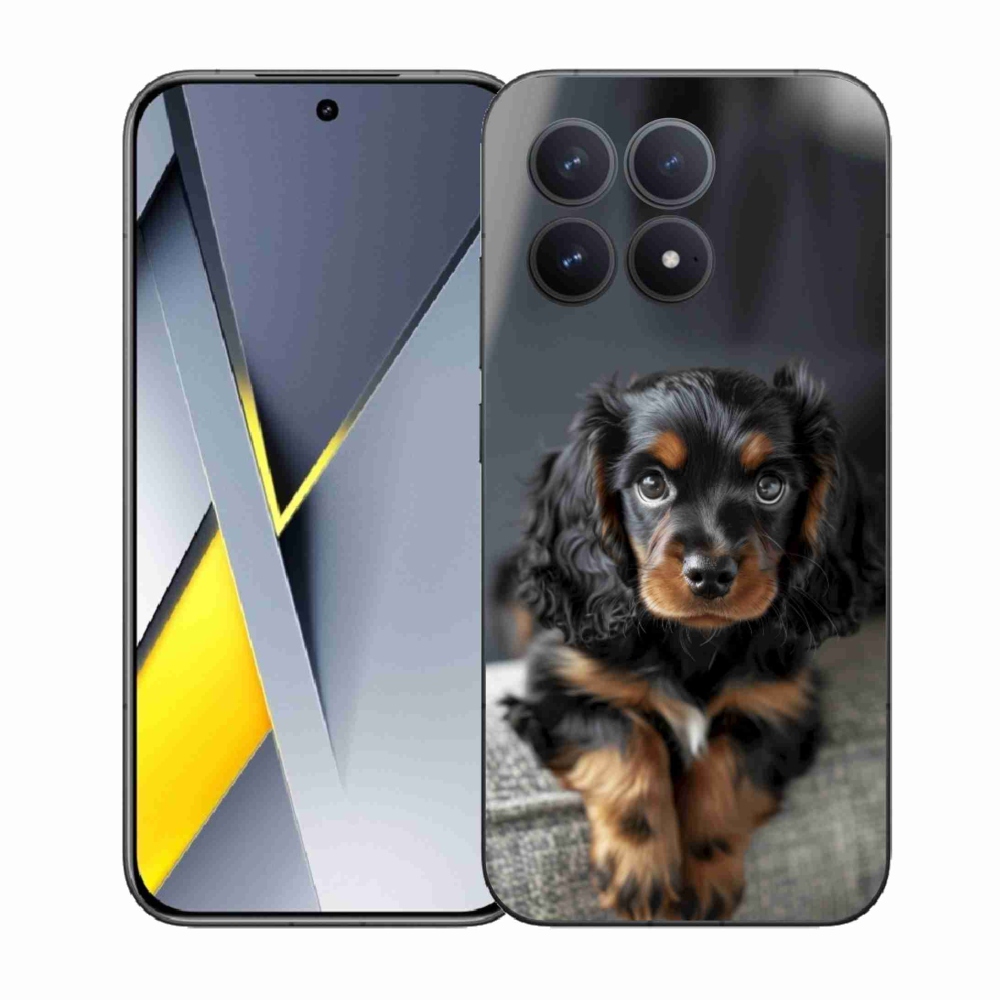 Gelový kryt mmCase na Xiaomi Poco F8 Pro - roztomilý dlouhosrstý jezevčík