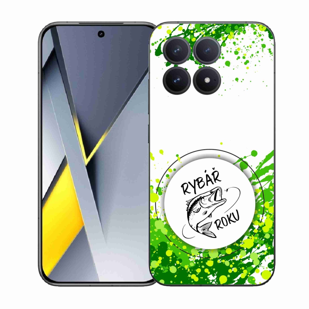 Gelový kryt mmCase na Xiaomi Poco F8 Pro - rybář roku bílé pozadí