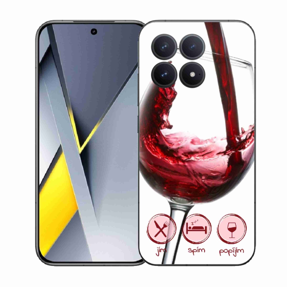 Gelový kryt mmCase na Xiaomi Poco F8 Pro - sklenička vína červené