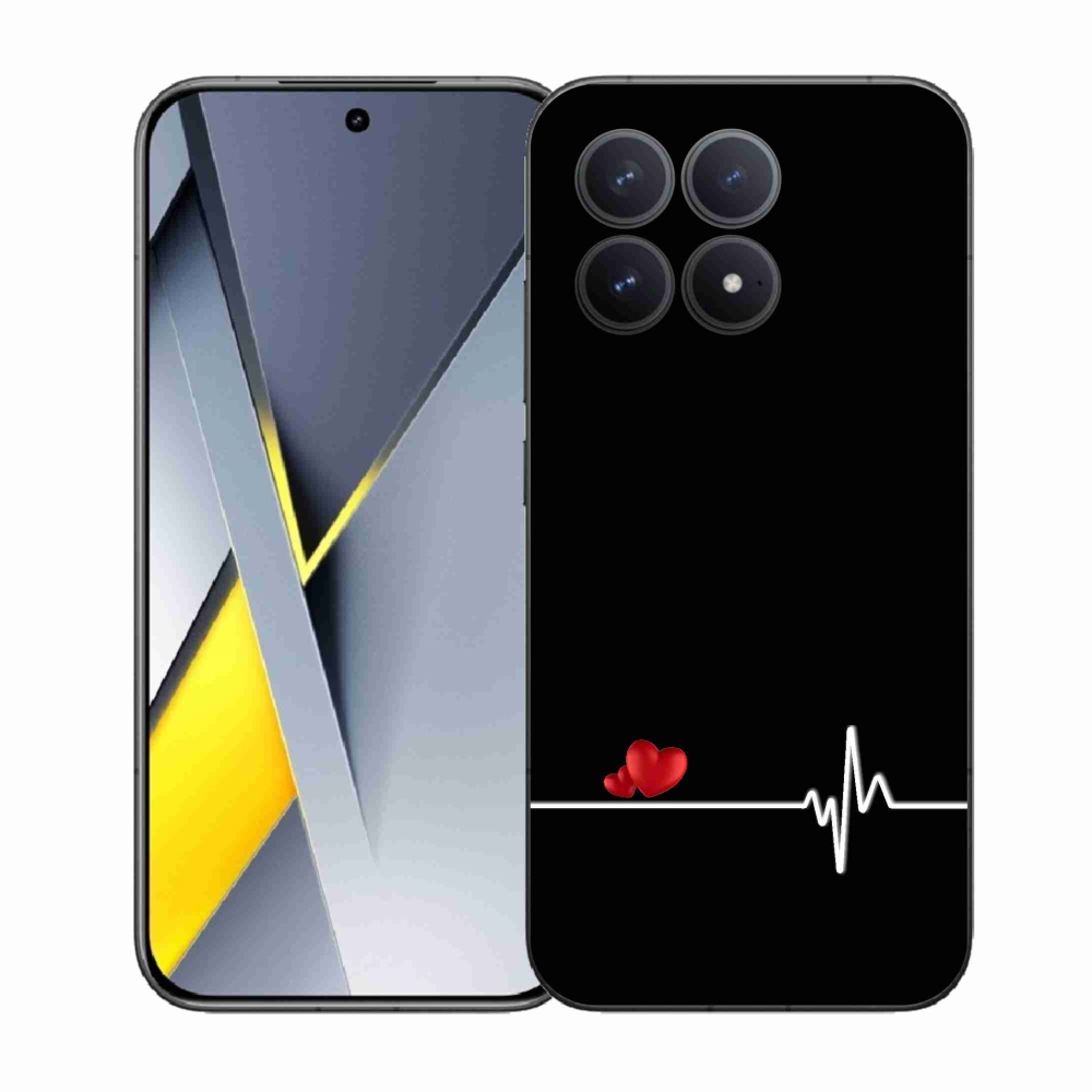 Gelový kryt mmCase na Xiaomi Poco F8 Pro - srdce a tep černé pozadí