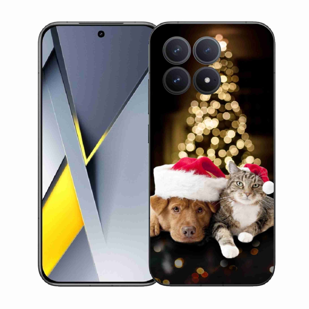 Gelový kryt mmCase na Xiaomi Poco F8 Pro - vánoční pes a kočka