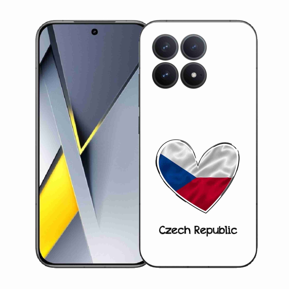 Gelový kryt mmCase na Xiaomi Poco F8 Pro - vlajka srdce bílé pozadí