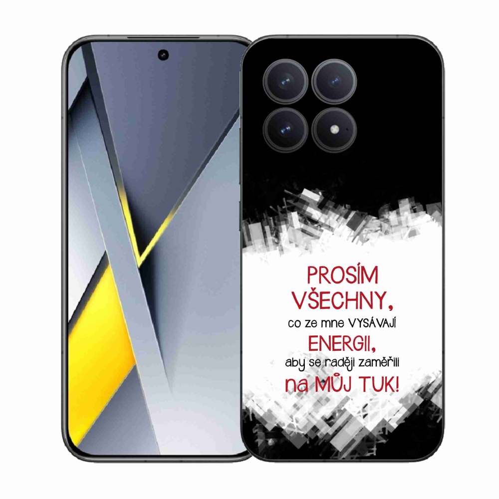 Gelový kryt mmCase na Xiaomi Poco F8 Pro - vtipný text 1 červený