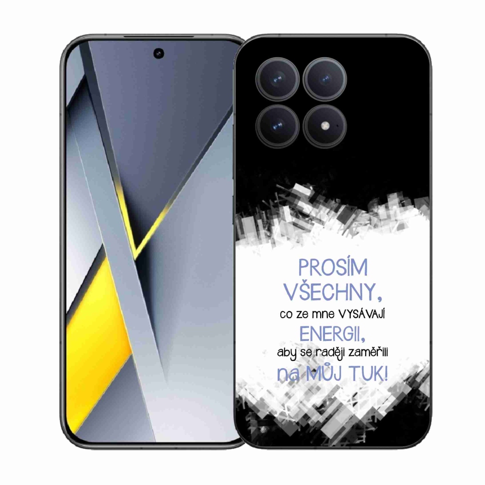 Gelový kryt mmCase na Xiaomi Poco F8 Pro - vtipný text 1 modrý