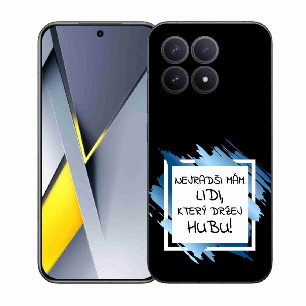 Gelový kryt mmCase na Xiaomi Poco F8 Pro - vtipný text 7 bíločerné pozadí