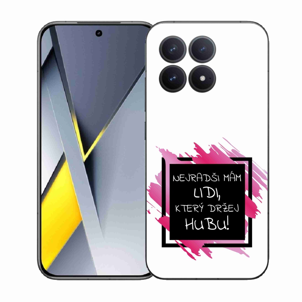 Gelový kryt mmCase na Xiaomi Poco F8 Pro - vtipný text 7 černobílé pozadí