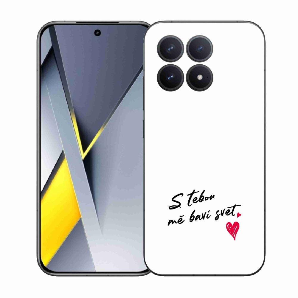 Gelový kryt mmCase na Xiaomi Poco F8 Pro - zamilovaný text 1 bílé pozadí
