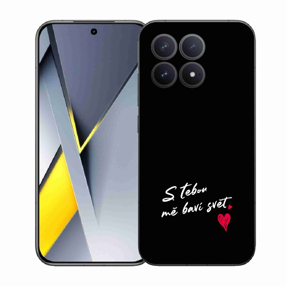 Gelový kryt mmCase na Xiaomi Poco F8 Pro - zamilovaný text 1 černé pozadí