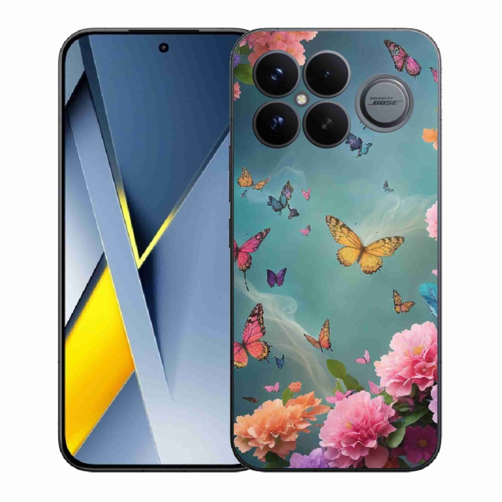 Gelový kryt mmCase na Xiaomi Poco F8 Ultra - barevné květy a motýli
