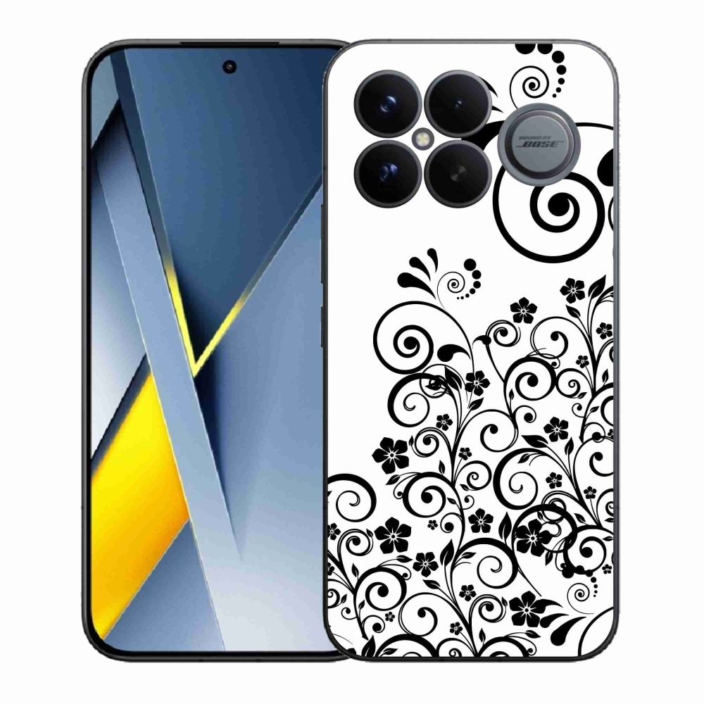 Gelový kryt mmCase na Xiaomi Poco F8 Ultra - černobílé květinové vzory