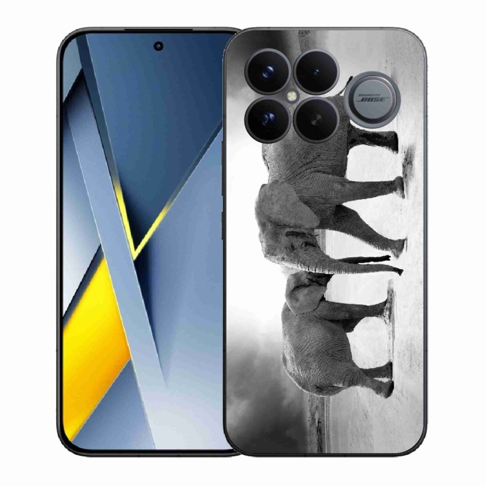 Gelový kryt mmCase na Xiaomi Poco F8 Ultra - černobílí sloni